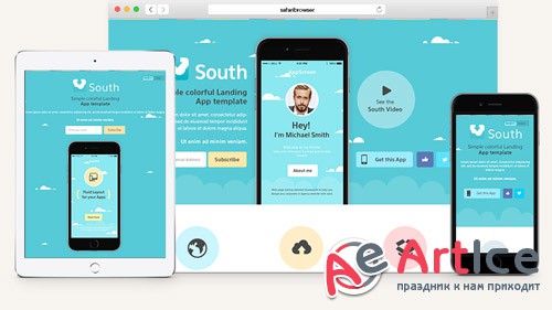 South HTML5 App Landing Page - Pixeden