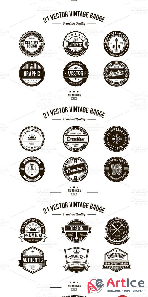 21 Vintage Badges (CLEAR & CRACK) - Creativemarket 13142