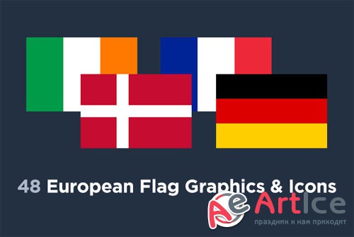 48 European Flag Country Icons - Creativemarket 87592