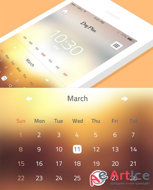 Calendar iPhone App Template - Creativemarket 64355
