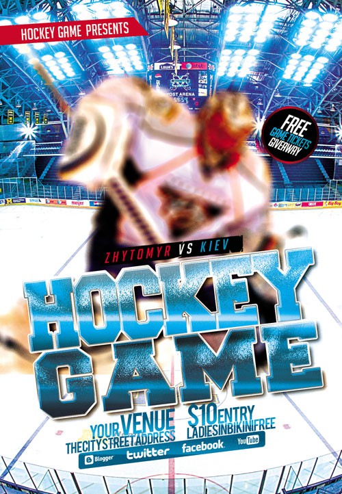 Flyer PSD Template - Hockey Game