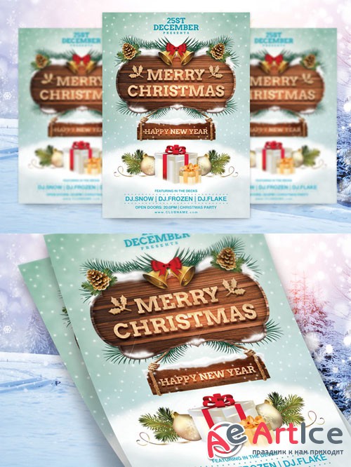 Merry Christmas Flyer Template - Creativemarket 119859
