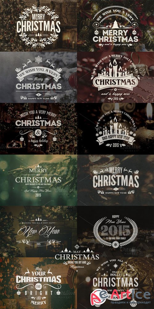 Christmas / New Year Badges & Labels - Creativemarket 103859