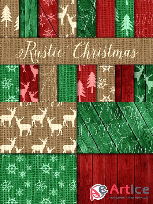 Rustic Christmas Digital Paper - Creativemarket 116617