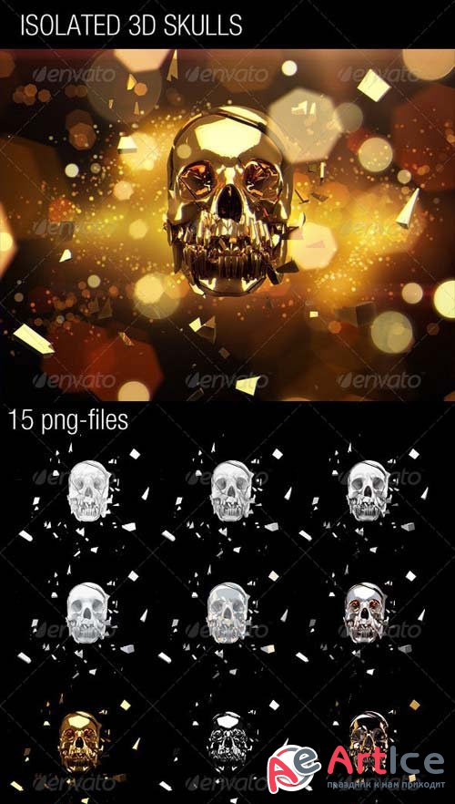 15 Isolated 3D Skulls