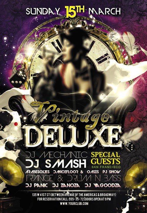 Club Flyer PSD Template - Vintage Deluxe