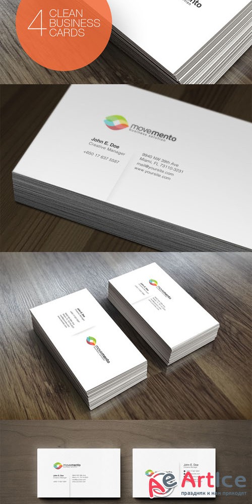 4 Clean Business Cards - Creativemarket 93074