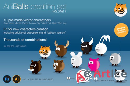 AniBalls, Character Creation Set - Creativemarket 133132