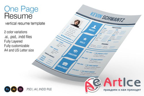 One Page Resume - Creativemarket 87994