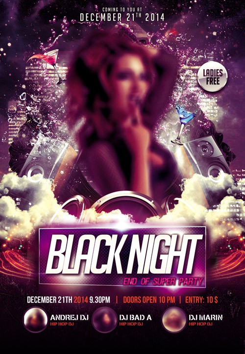 Flyer PSD Template - Black Night Party
