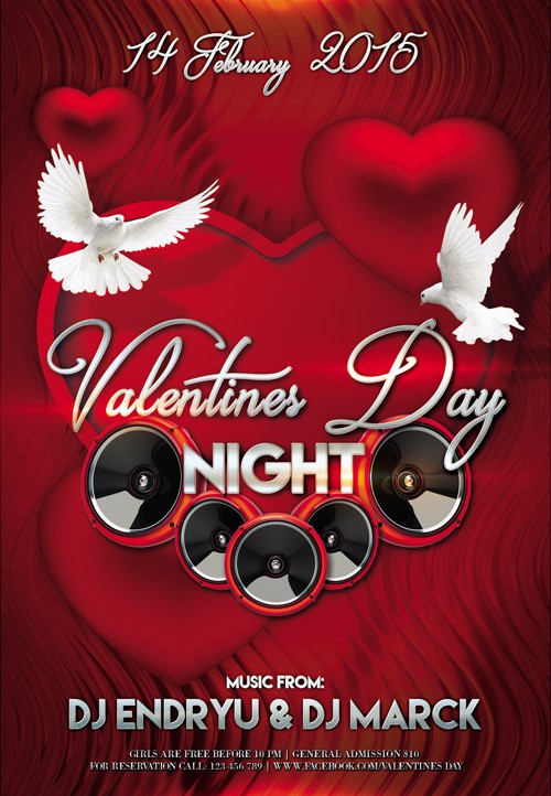 Flyer PSD Template - Valentines Day Night