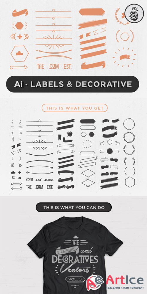 Labels & Decorative Vectors Vol.3 - Creativemarket 62735