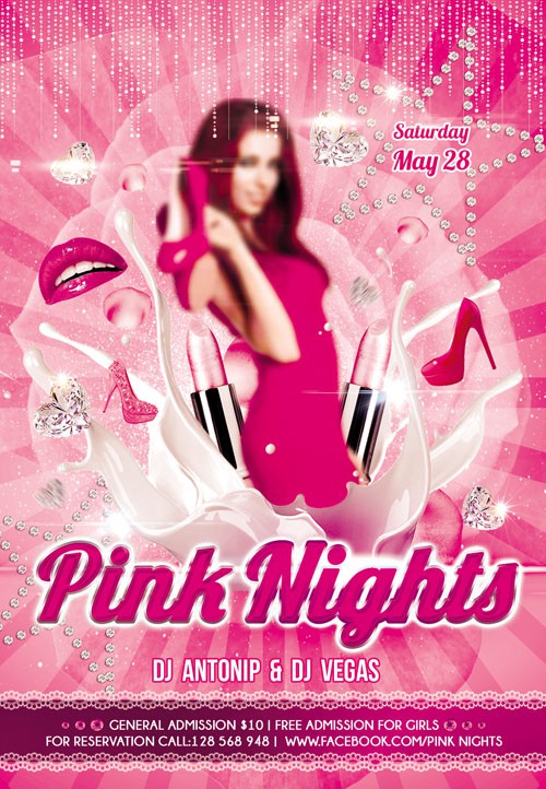 Flyer PSD Template - Pink Nights