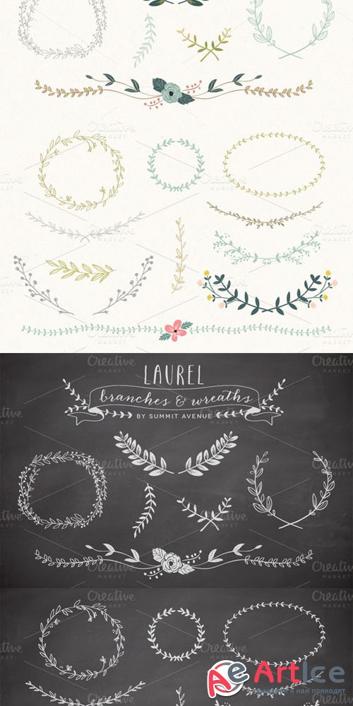 Vintage Laurel & Wreath Vector and PNG Designs - CM 8573