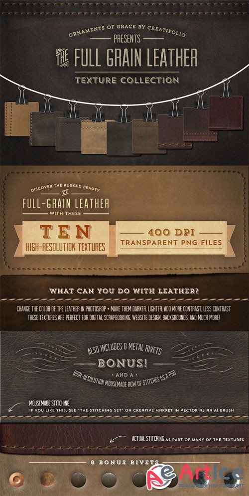 Full-Grain Leather Textures - PNGs - CM 6319