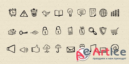 30 Hand-Drawn Icons And Photoshop Shapes - GraphicsFuel