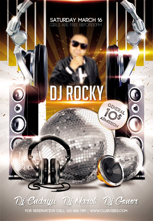 Flyer PSD Template - DJ Rocky Club