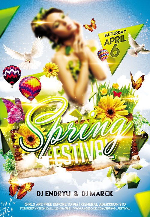 Club Flyer PSD Template - Spring Festival