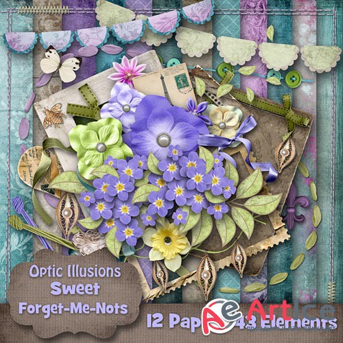Scrap - Sweet Forget-Me-Nots JPG and PNG