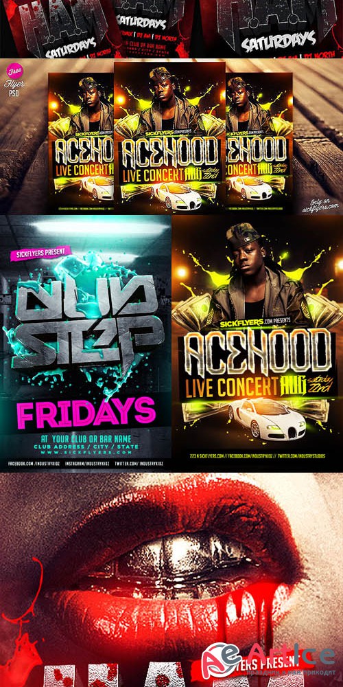 3 Concert and Disco Party Flyer PSD Templates