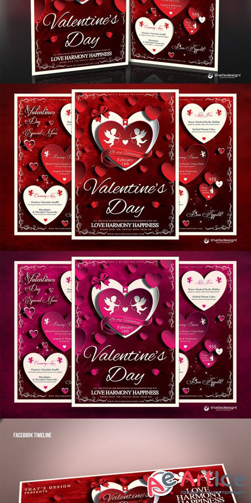 Valentines Day Flyer + Menu Template - Creativemarket 141767