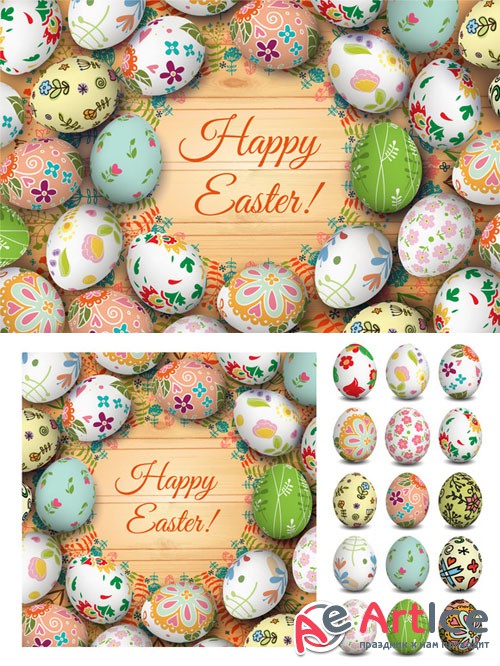 Easter card and eggs - Creativemarket 209885