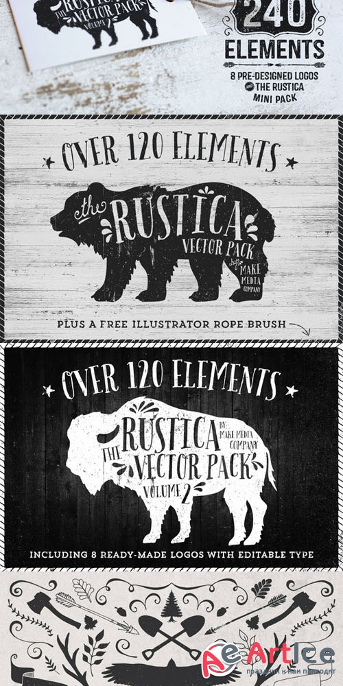 Rustica Combo Pack + Mini Pack - Creativemarket 52818