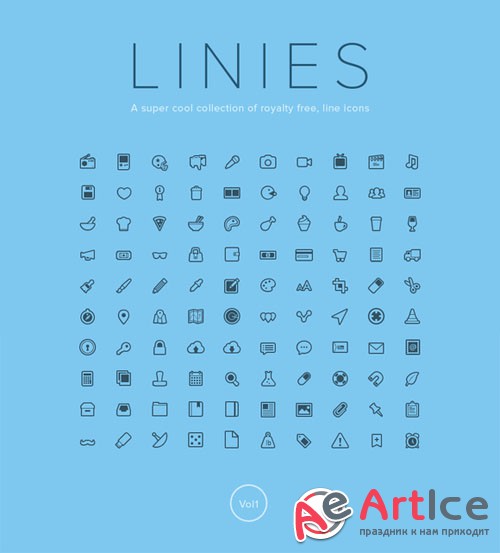 Linies - Line icon set - Creativemarket 43481