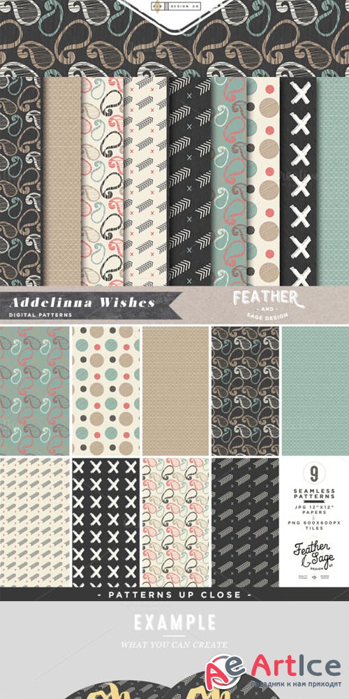 (Seamless) Addelinna Wishes Patterns - Creativemarket 143835