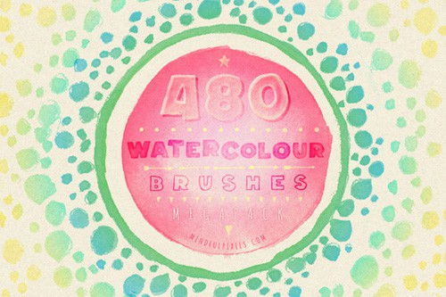480 Watercolour Photoshop Brushes Bundle