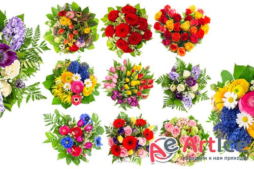 Bouquets of colorful flowers - Creativemarket 202984
