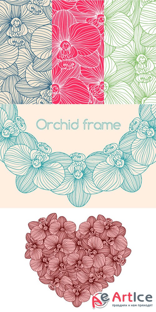 Decorative Orchid Set - Creativemarket 224931