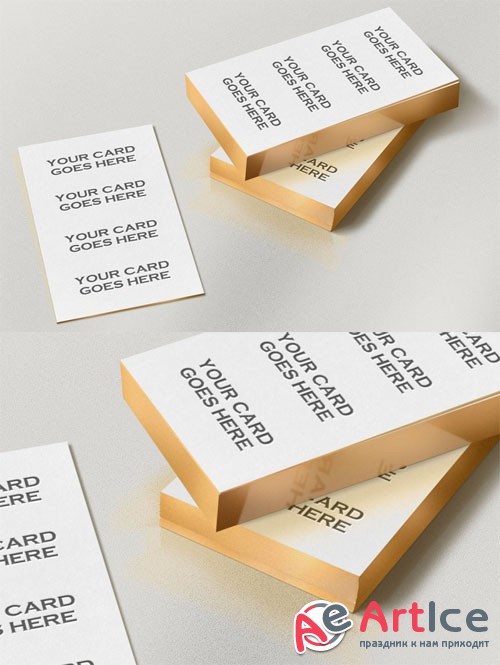 Gold Edge Photorealistic Business Card Mock-Up