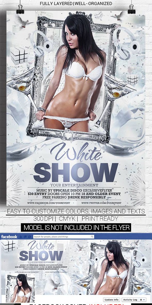 Flyer Template - White Show Facebook Cover