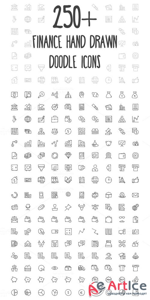 250+ Finance Hand Drawn Doodle Icons - Creativemarket 156376