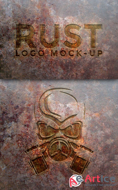 Rust Metal Logo PSD Mock-Up Template