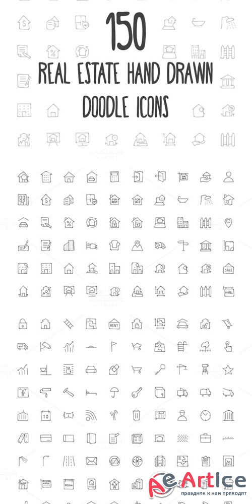 Real Estate Hand Drawn Doodle Icons - Creativemarket 160806