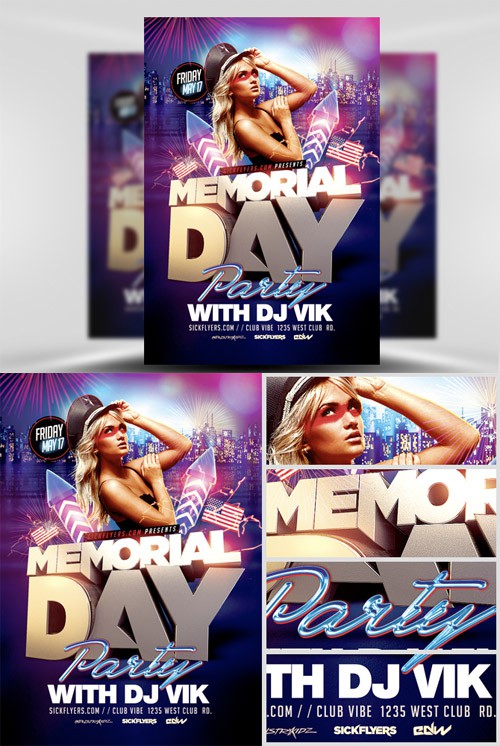 Memorial Day Party Flyer Template