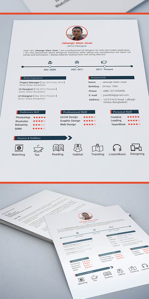 Resume Template 3 page PSD
