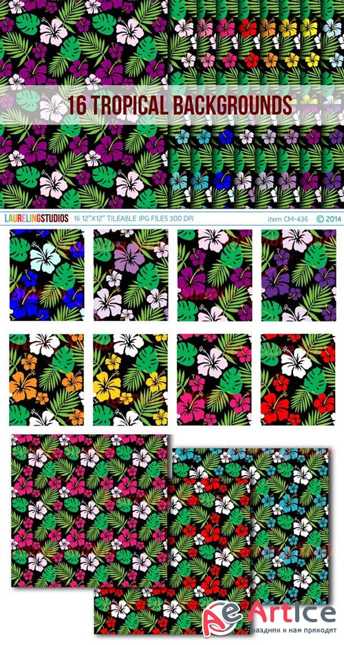 Tropical Hibiscus Background Pattern - Creativemarket 225006