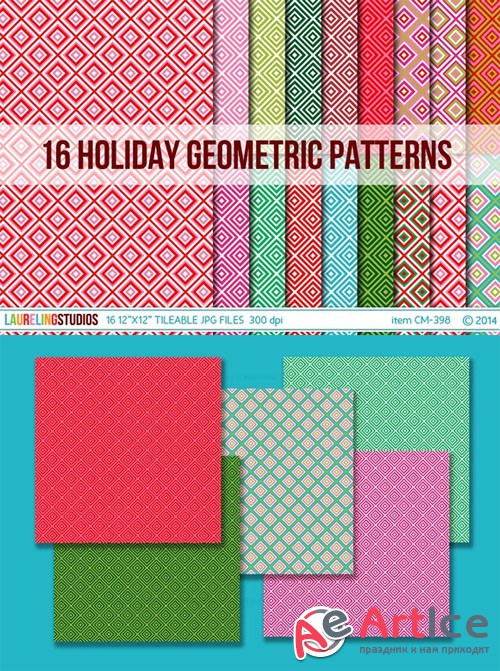Tileable Holiday Geometric Patterns - Creativemarket 104598