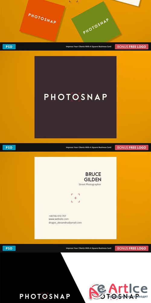 PhotoSnap Business Card - Square - Creativemarket 218975