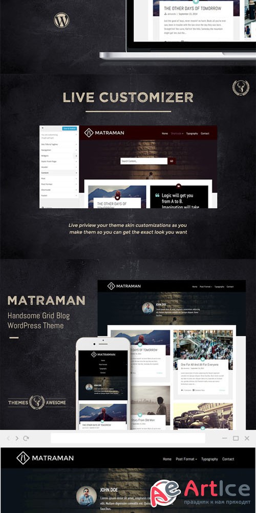Matraman - Handsome Grid Blog Theme - Creativemarket 144694
