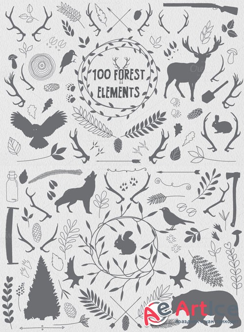 100 Forest elements - Creativemarket 73718
