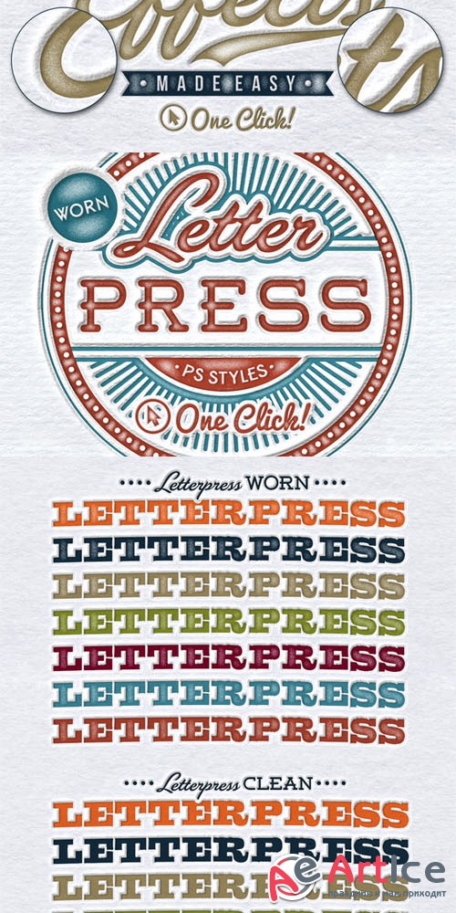 Worn Letterpress Photoshop Styles - Creativemarket 157033