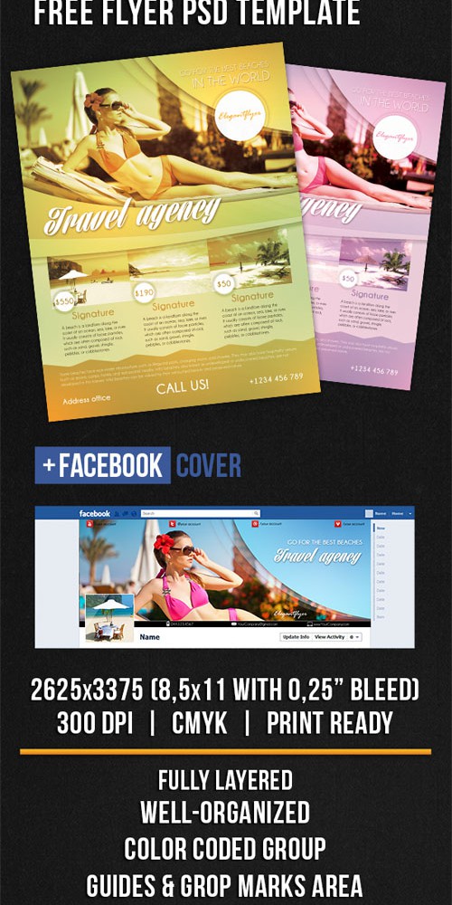 PSD Template - Travel Design V03 Flyer FB Cover