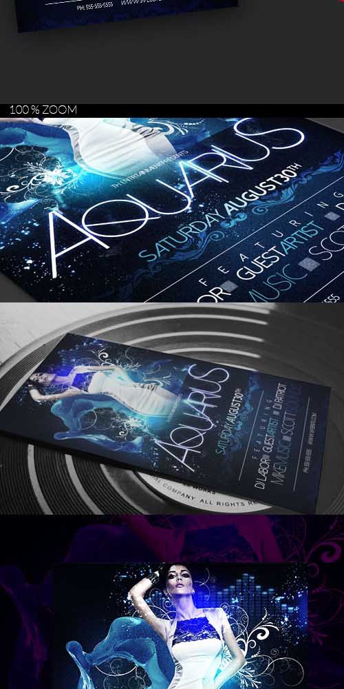 2 Flyer Template - Aquarius Party 