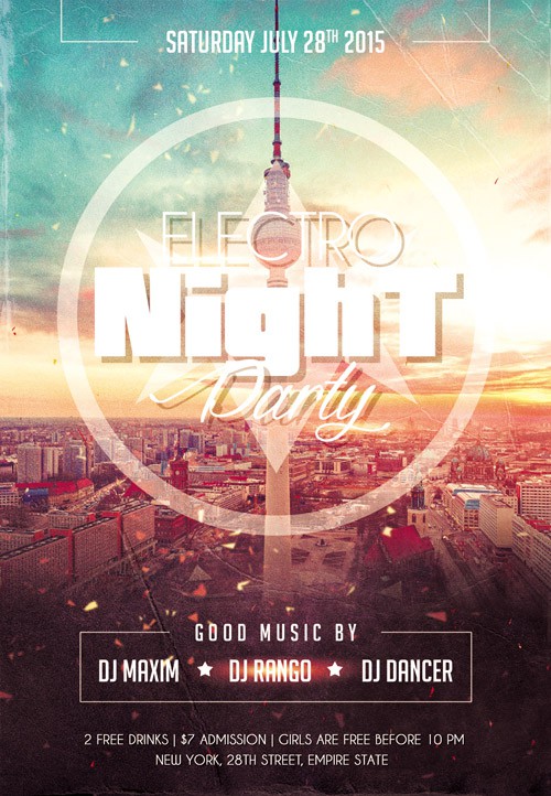 Flyer Template FB Cover - Electro Night Party 2 