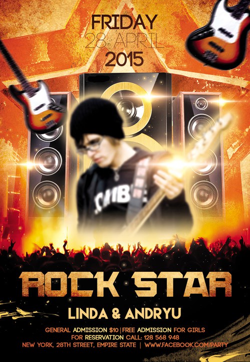 Flyer PSD Template - Rock star Facebook Cover