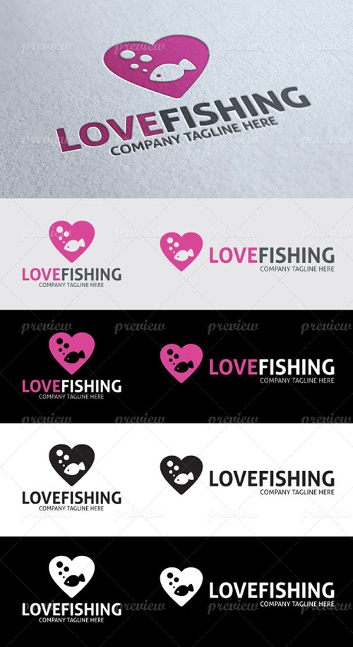 Vector Logo Love Fish 